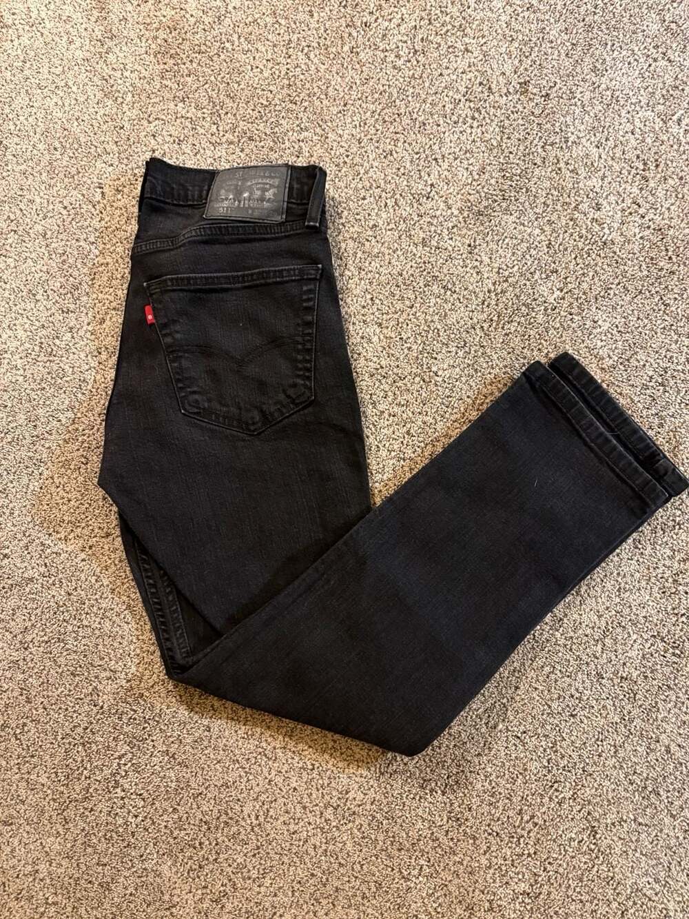 Levi's 511 Men's Slim Fit Jeans Black Denim Silver Tab Blank Red Tab Size 32x29